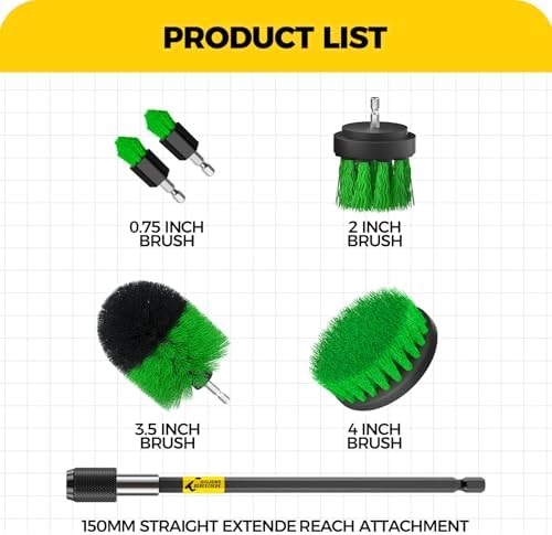 Holikme 6Pc Drill Brush Set - Scrub Brushes with Extension for Home Clean - Image 7