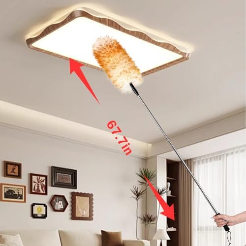 Extendable Cleaning Duster,66.9Inch Telescoping Feather Dusters with Stainless Steel Extension Pole for Cleaning High Ceiling Fan, High Ceilings,Furniture - Image 5