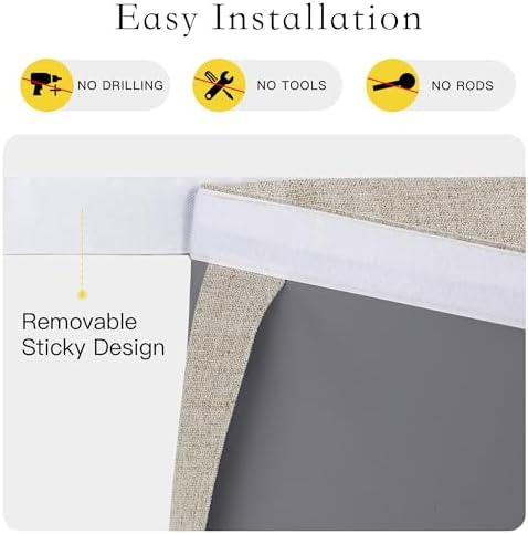 NICETOWN Linen Door Curtains - 100% Blackout French Door Curtain - Image 3