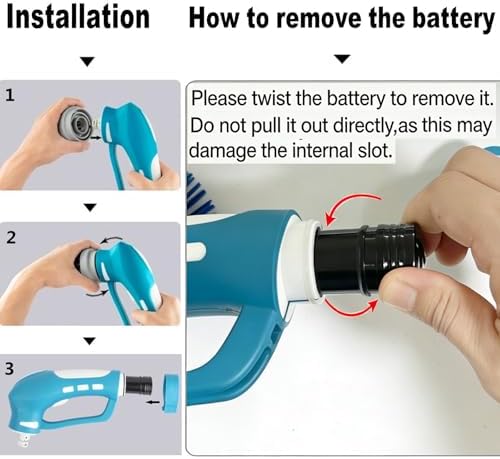 Cordless Electric Spin Scrubber with 6 Brush Heads & 2 Rechargeable Batteries, Power Scrubber for Shower Tile Grout Tub Bathroom Cleaning, IPX7 Waterproof Handheld Scrubber - Image 6