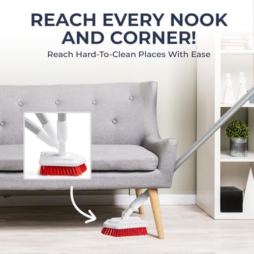 Shower Scrubber with Long Handle, Stiff Bristles Grout-Brush, Tub Scrub-Brush with Long-Handle, Shower-Cleaner Brush - Image 6