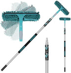 TelesPro 20 Feet High Reach Window Squeegee with 5-12Ft Extension Pole, Window Cleaner Tool with 3-Stage Telescoping Pole, Window Cleaning Kit with Rotatable Head (2 Squeegee & 2 Microfibre Cloths) by TelesPro
