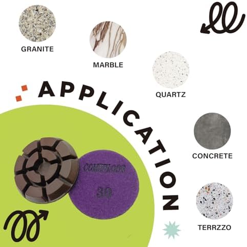 Diamond Floor Polishing Pads, 3 Inch Resin Bond Hook and Loop Polishing Pucks for Concrete, Terrazzo, Marble, Granite, Grit 30, 3PCS - Image 3