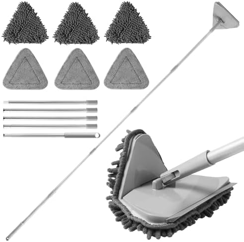 BOOMJOY Wall Cleaner Mop with 82 Inches Long Handle, Baseboard Cleaner Tool Duster with Squeegee, Ceiling Cleaning Tool with 6 Replacement Pads for Painted Walls, Window, Floor by BOOMJOY