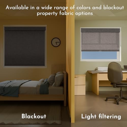 Persilux Blackout Roller Shades for Indoor Window Blinds,Cordless,Linen Fabric,Thermal Insulated Fabric UV Protection Shades for Home,Office,Bedroom,Door,Blackout-Stone Grey,Custom Size - Image 5