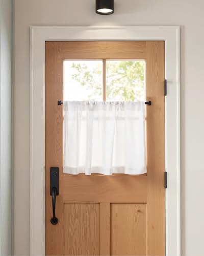 jinchan Rustic Linen Rod Pocket Tier Curtains, 26x24, 2 Panels, White - Image 5