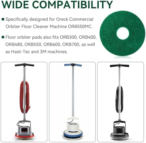 437.056 Cleaning Orbiter Pads for 550Mc Orbiter Hard Floor Machine, 12" Commercial Floor Scrubber Pads Polish Pads -to Daily Heavy-Duty Cleaning and Light Stripping, Non Woven, Greens, 2 PC - Image 2