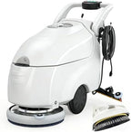 Commercial Auto Floor Scrubber Machine 16.3" Brush (168RPM) with 14.3 Gallon Dual Tanks, 3-in-1 Scrub/Wash/Dry, 1750m²/h Cleaning Rate, 59FT Cord for Malls/Hotels/Factories/Offices 110V by EQCOTWEA