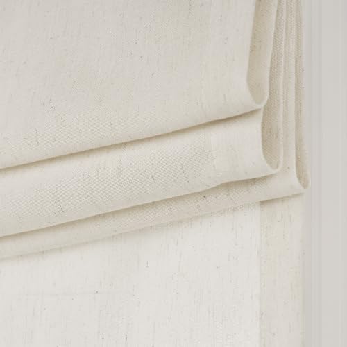 NICETOWN Linen Farmhouse French Door Curtain No Drill Blinds for Windows, Ivory Solid Cordless Blinds for Farmhouse Door Window Covering with Light Filgtering, W28 x L48, 1Pc - Image 2