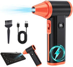 Compressed Air Duster Rechargeable Electric Air Duster for PC Keyboard Mini Dust Blower 130000RPM Cordless Air Blower Jet Dryer Turbo Fan Handheld Blower for Car Home Office, Black-Orange by BuyitnowwithLarkeey