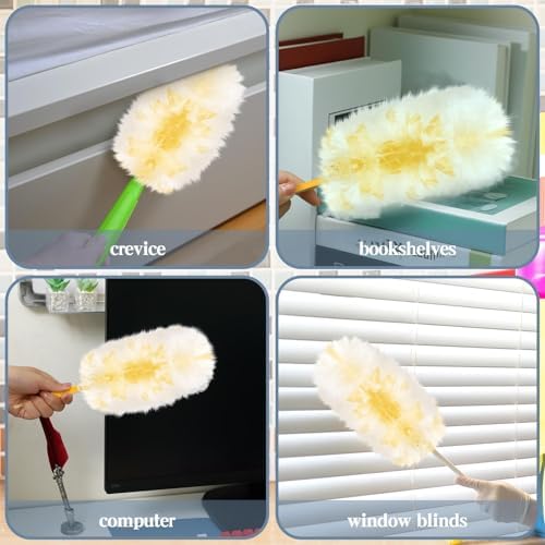 Vesici 100 Pcs Duster Refills Compatible with Swiffer Dusters Bulk Disposable Replacement Thickened with 1 Handle Heavy Duty for Cleaning, Office (Yellow) - Image 5