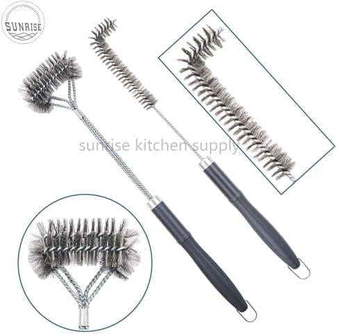 SUNRISE Fryer Brush with Long Handle (Stainless Steel with Plastic Handle, L and Double Brush) - Image 5