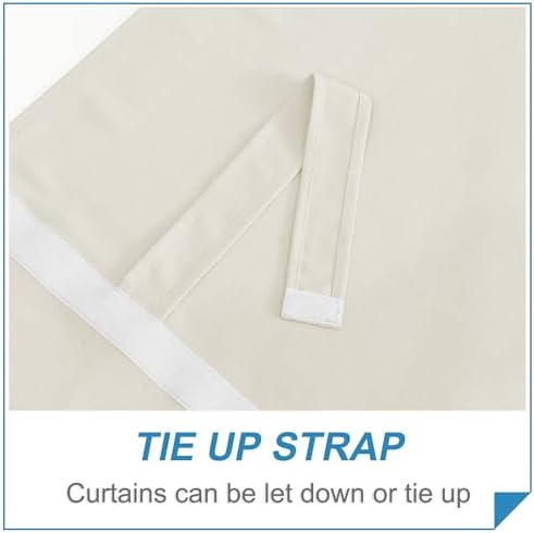 RYB HOME Thick Faux Linen Weave Textured Curtains for French Door Tie up Window Covers Sidelight Door Curtains Blinds for Patio, 1 Piece, 26W x 69L Inches, Linen - Image 4
