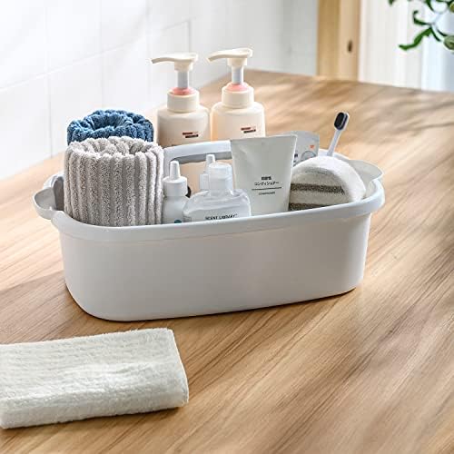 ALINK Large Plastic Shower Caddy Tote, Portable Storage Caddy Basket Organizer with Handle for Dorm, Bathroom, Tool, Garden, Kitchen, Cleaning Supplies – Gray - Image 4
