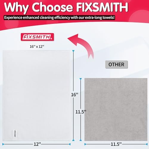 FIXSMITH White Microfiber Cleaning Cloth, Pack of 50, 16"X12" Cleaning Rags for Housekeeping and Kitchen, Reusable Shop Towels, Microfiber Towels for Cars, Lint Free, Scratch-Free, Highly Absorbent - Image 2