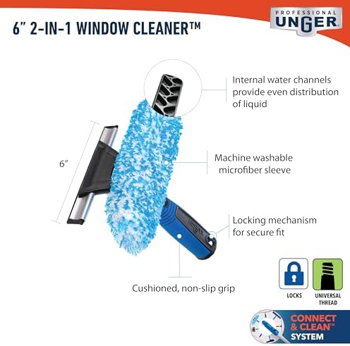 Unger Professional Connect and Clean 2-in-1 Squeegee and Scrubber, 6” Window Cleaning Tool, Commercial & Residential Use, Washer Cleaner Supplies to Remove Excess Water & Dry (Pack of 6) - Image 6