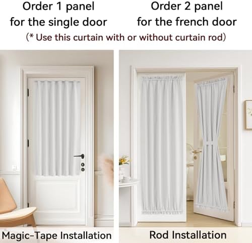 Vatge Self-Adhesive Sidelight Curtains for Glass Doors - No Drill Removable Window Coverings, Light Filtering Panel, 1 Panel, W12 x L60, Greyish White - Image 5