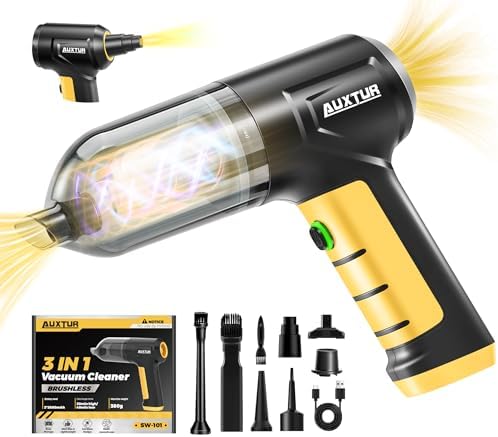 Handheld Car Vacuum Cleaner 3 in 1 High Power|15000PA Brushless Motor|Super Suction Portable Vacuum with Super Endurance for Car and Home, Black Yellow, SW101YELLOW by NEWHOUSEHOLDTOOLECOLOGY