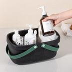 Portable Shower Caddy Basket with Handle Plastic Storage Basket Black Green - Image 6