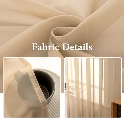 MIULEE Brown 25 x 72 Inches Sidelight French Door Sheer Curtains - Image 6