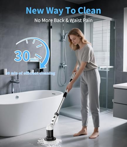Electric Spin Scrubber, Cordless Power Shower Cleaning Brush for Bathroom - Image 2