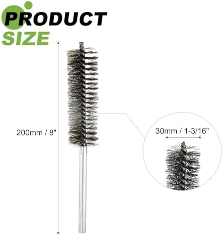 HARFINGTON 6pcs Wire Bore Brush Set 8 Inch Length 1.2 Inch Shank Stainless Steel Bristles Cleaning Brush for Clean Car Part Tube Kitchen Garage - Image 2