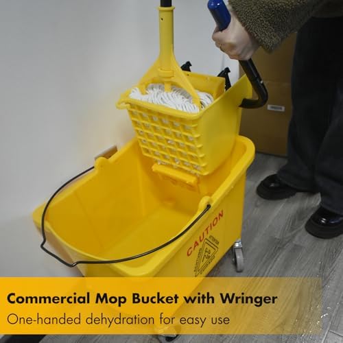 KULED Commercial Mop Bucket with 2 Mop Heads and Caution Sign, 38 Quart - Image 6