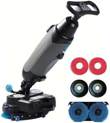 18" Commercial Floor Scrubber Machine, Mini Floor Machine, 13000 Sqft/H, with 18" Cleaning Width, Rotary Double Brushes 360° Rotating Head Cleaning Capacity 13000 Sqft/H Grey by Unknown