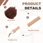 uxcell Wool Duster, 14.2" Natural Feather Cleaner Household Cleaning Duster with Solid Wooden Handle for Cleaning Fans Window Blinds Shelves Furniture, Coffee - Image 3