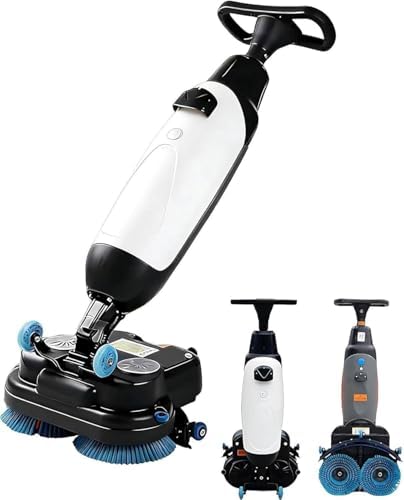 Commercial Electric Floor Cleaner, Walk-Behind Scrubber Polisher Machine, Heavy-Duty Floor Washer for Home Kitchen, Efficient Floor Buffer for Commercial Use, White,White by Unknown