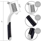 Lavaxon Wire Brush Set 3Pcs - Nylon/Brass/Stainless Steel Bristles with Curved Handle Grip for Rust, Dirt & Paint Scrubbing with Deep Cleaning – 7 Inches (Grey) - Image 2