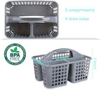 Portable Shower Caddy Basket Plastic Storage Basket with Compartments Grey - Image 5