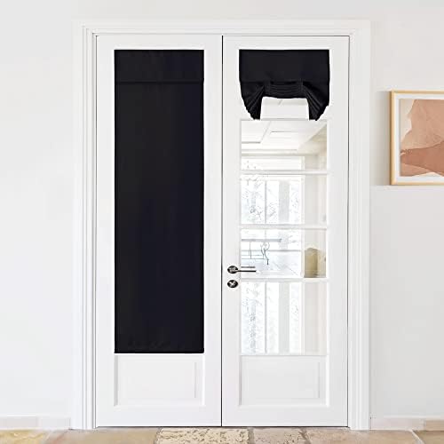 NICETOWN Black Blackout Door Curtain for French Front Door Windoew by NICETOWN