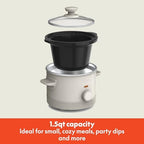 bella 1.5qt Manual Non-Toxic Slow Cooker with 3 Heat Settings, Oatmilk - Image 2