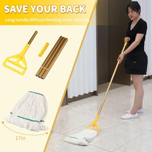 Commercial Mop Bucket with Side-Press Wringer for Floor Cleaning, 35 Quarts, Yellow, Including One Commercial Mop - Image 3