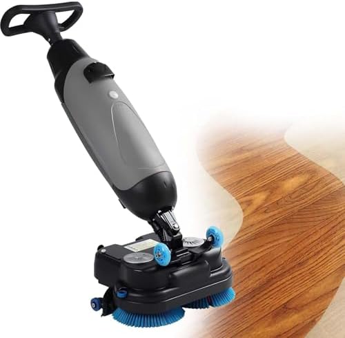 Commercial Floor Scrubber Machine, 36V/ 10.5 AH Cordless Floor Scrubber, Floor Buffer Machine, 17” Cleaning Width Commercial Floor Scrubber Machine Dual Rotary Brushes, 360° Rotating Head Grey by Unknown
