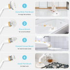 Electric Spin Scrubber, KIKOLIN 380RPM High Speed Power Scrubber, Cordless Cleaning Brush 2 Speeds for Bathroom, Tub, Shower, Floor with 4 Replaceable Brush Heads and Adjustable Extension Long Handle - Image 4