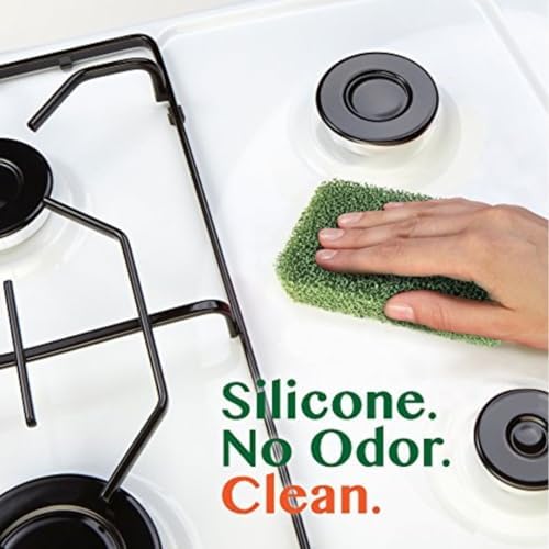 Peachy Clean Silicone Cooktop Sponge Scrubbers, Fresh Peach Scent, Non-Scratch, Odor-Resistant, Durable Household Cleaning Sponges for Dishes, Sinks, & Counter Tops Sponge, 9Pk - Image 4
