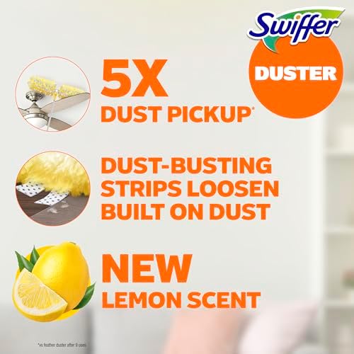 Swiffer Duster Kit with 6 ft Super Extendable Handle, Heavy Duty Starter Kit with 8 Refills, Lemon Scent - Image 2