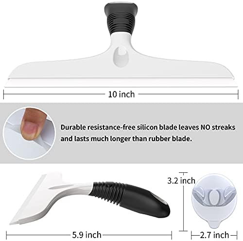 MR.SIGA Silicone Squeegee for Shower Doors, 25 cm/10 inch, White & Black - Image 6
