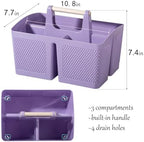 rejomiik Plastic Shower Caddy, Portable Shower Basket with Handle, Purple - Image 3