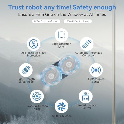 Automatic Window Cleaning Robot, Window Cleaner Robot Auto Dual Spray, 2026 Model Robot Limpia Vidrios AI Path Planning, 3000Pa Suction, Remote Control, Edge Detection for Streak-Free Glass - SS1 - Image 2