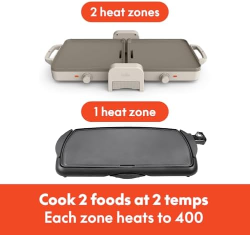 bella 10"x20" Fold and Store Griddle, Non-Toxic, Ceramic Coating, Oatmilk - Image 4