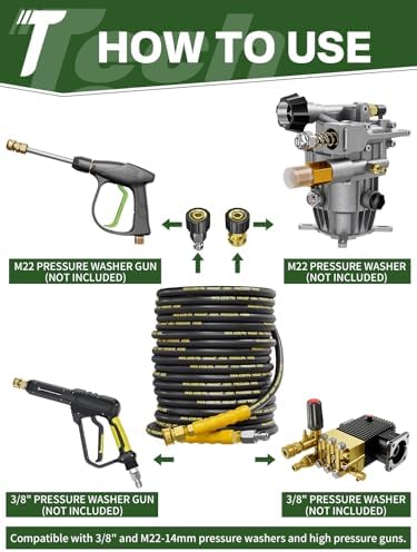 4200PSI 100FT Pressure Washer Hose, 3/8" Quick Connect with M22 14mm Adapters - Image 4