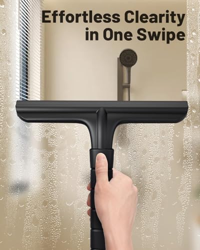 Silicone Shower Squeegee with Hook,Dual-Sided Design with Scraper & Scrub Surface, Shower Squeegee for Glass Doors (Dark) - Image 6
