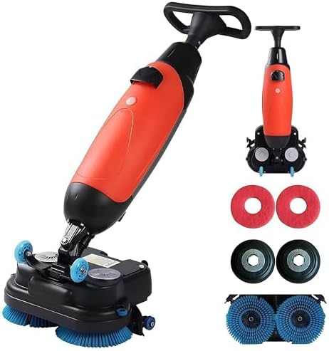 Commercial Floor Washer, Electric Walk Behind Scrubber, 17” Cleaning Width, Floor Cleaner for Kitchens, Schools, Supermarkets, Hotels, and Factories by Unknown