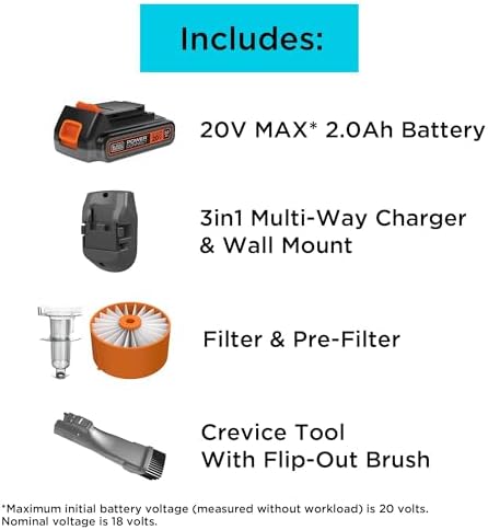 BLACK+DECKER Cordless Vacuum, Powerseries Extreme, Stick Vacuum Cordless Rechargeable, Interchangeable Floorhead with Crevice Attachment, 3 Speed Control, Lightweight, Blue (BSV2020G) - Image 2