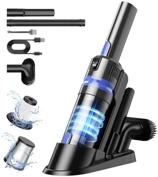 Handheld Vacuum Cordless Rechargeable 2-Speed Modes| 3-in-1 Portable Cordless Vacuum Cleaner with Charging Dock, for Car Home Office and Pet Hair（Blue） by Unknown