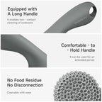 SUBEKYU Cast Iron Scrubber with Silicone Handle, Stainless Steel Skillet Cleaner for Cast Iron Pans (Gray Scrubber + Scraper) - Image 5