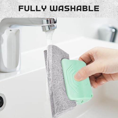 Runsgo Window Track Cleaner, Handheld Cleaning Brush Set, for Window Slides Grooves, Tile Grout Lines, Shutter Slats, Car Ac Vents & Narrow Gaps (Green 3pcs) - Image 2